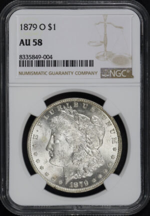 Obverse of this 1879-O Morgan Dollar NGC AU-58
