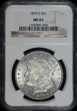 Obverse of this 1879-S Morgan Dollar NGC MS-63