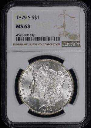 Obverse of this 1879-S Morgan Dollar NGC MS-63