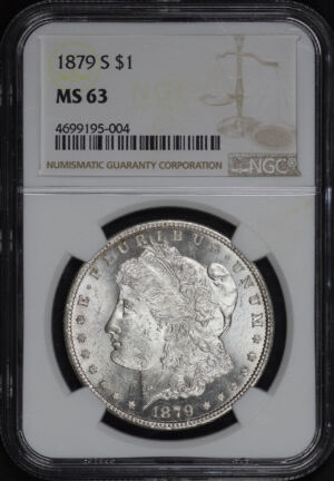 Obverse of this 1879-S Morgan Dollar NGC MS-63