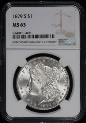 Obverse of this 1879-S Morgan Dollar NGC MS-63
