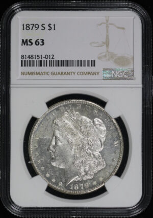 Obverse of this 1879-S Morgan Dollar NGC MS-63