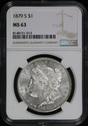 Obverse of this 1879-S Morgan Dollar NGC MS-63
