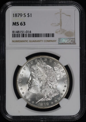 Obverse of this 1879-S Morgan Dollar NGC MS-63