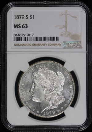 Obverse of this 1879-S Morgan Dollar NGC MS-63