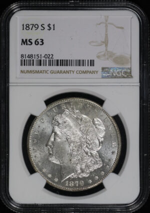 Obverse of this 1879-S Morgan Dollar NGC MS-63