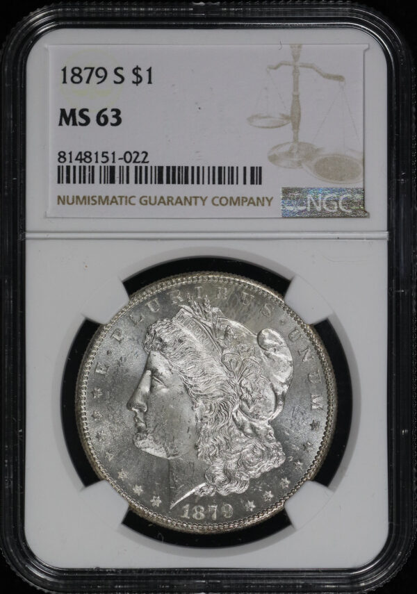 Obverse of this 1879-S Morgan Dollar NGC MS-63
