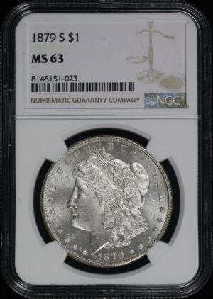 Obverse of this 1879-S Morgan Dollar NGC MS-63