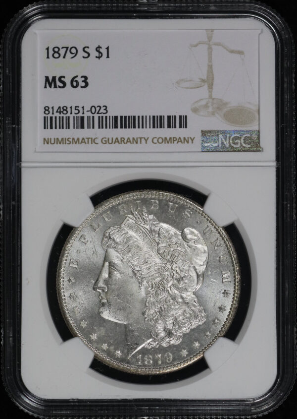 Obverse of this 1879-S Morgan Dollar NGC MS-63
