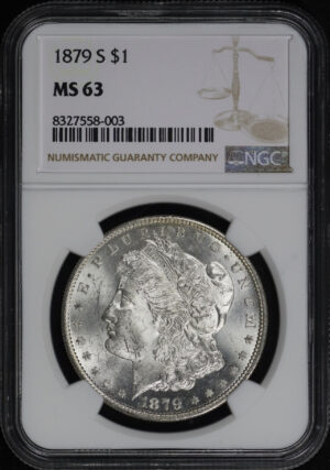Obverse of this 1879-S Morgan Dollar NGC MS-63