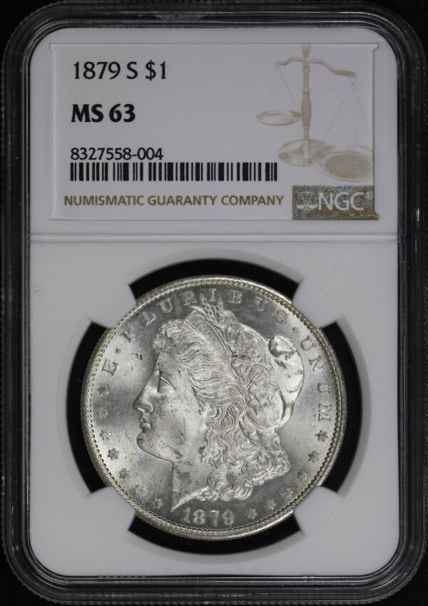 Obverse of this 1879-S Morgan Dollar NGC MS-63