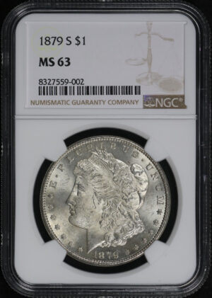Obverse of this 1879-S Morgan Dollar NGC MS-63