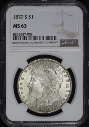 Obverse of this 1879-S Morgan Dollar NGC MS-63