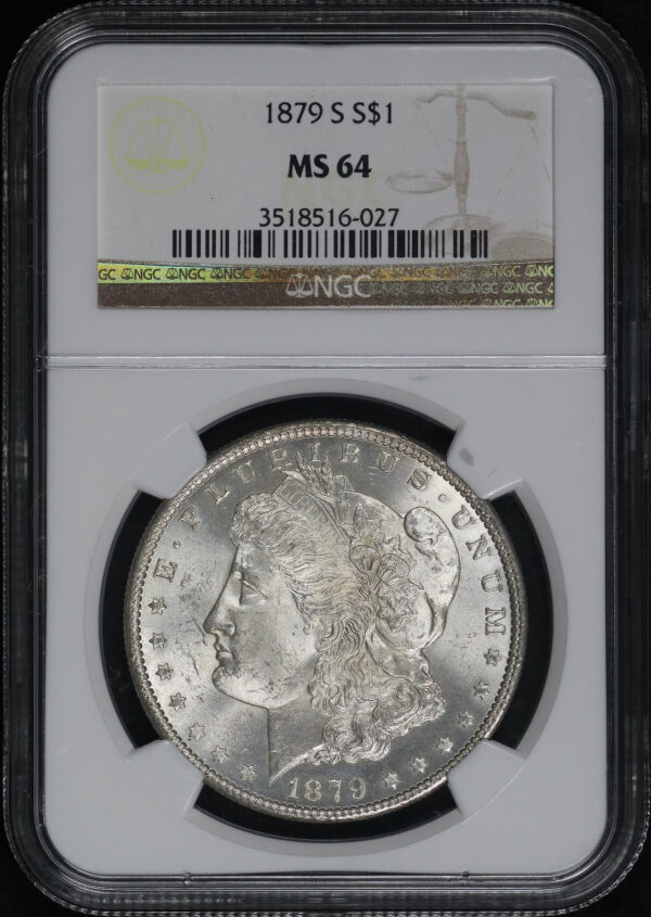 Obverse of this 1879-S Morgan Dollar NGC MS-64