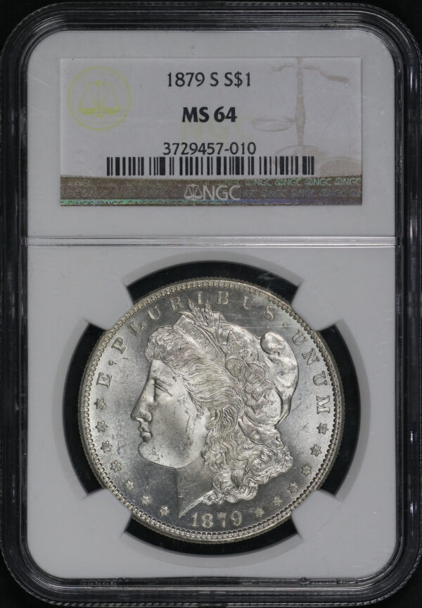 Obverse of this 1879-S Morgan Dollar NGC MS-64