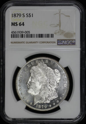 Obverse of this 1879-S Morgan Dollar NGC MS-64