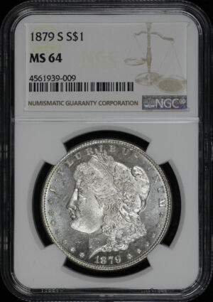 Obverse of this 1879-S Morgan Dollar NGC MS-64