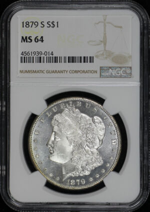 Obverse of this 1879-S Morgan Dollar NGC MS-64