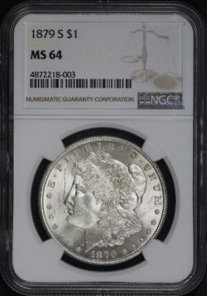 Obverse of this 1879-S Morgan Dollar NGC MS-64