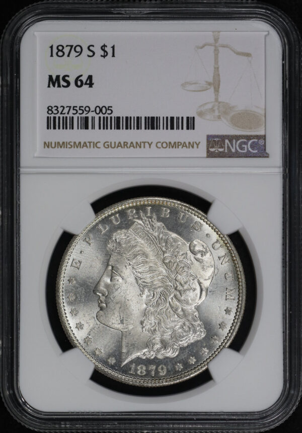 Obverse of this 1879-S Morgan Dollar NGC MS-64