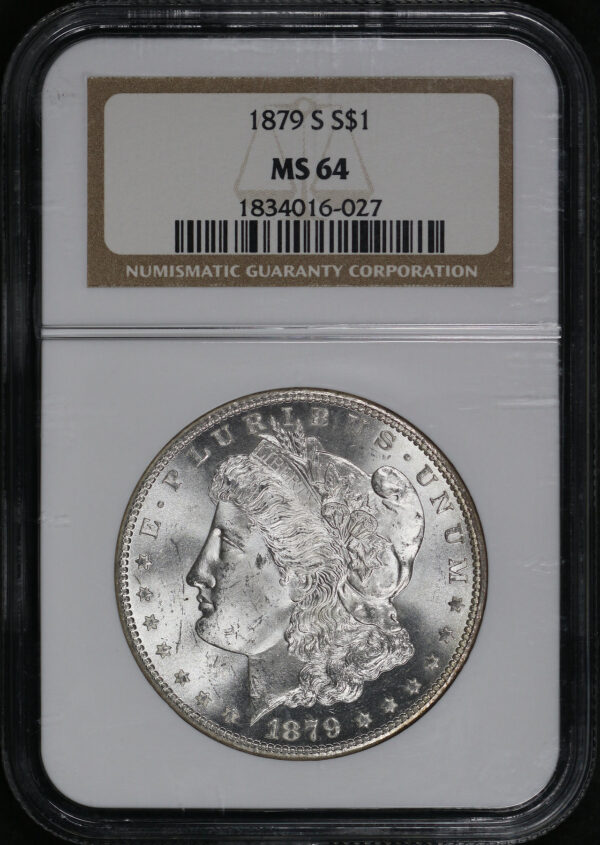 Obverse of this 1879-S Morgan Dollar NGC MS-64