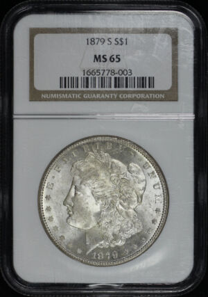 Obverse of this 1879-S Morgan Dollar NGC MS-65