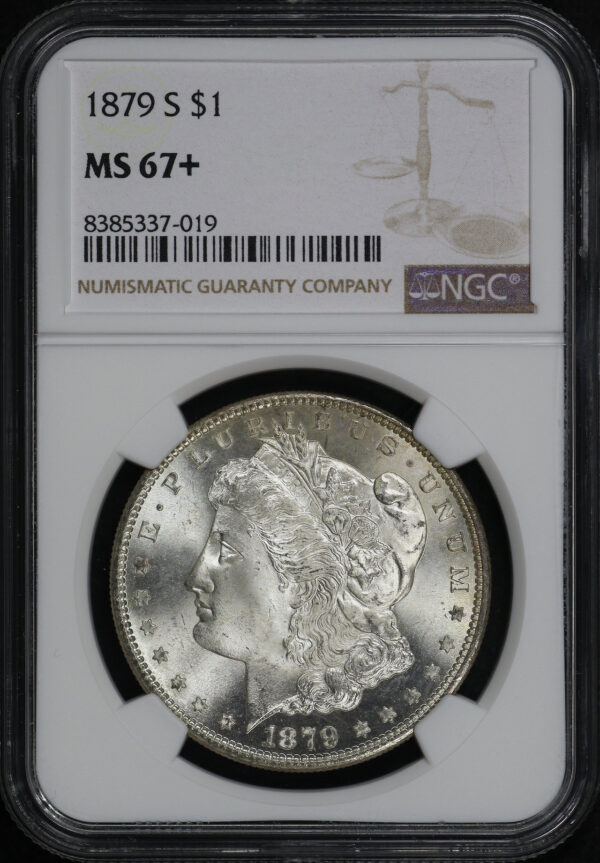 Obverse of this 1879-S Morgan Dollar NGC MS-67+