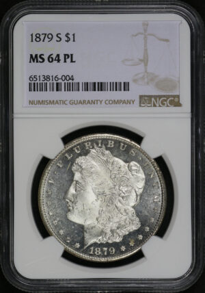 Obverse of this 1879-S Morgan Dollar NGC MS-64 PL