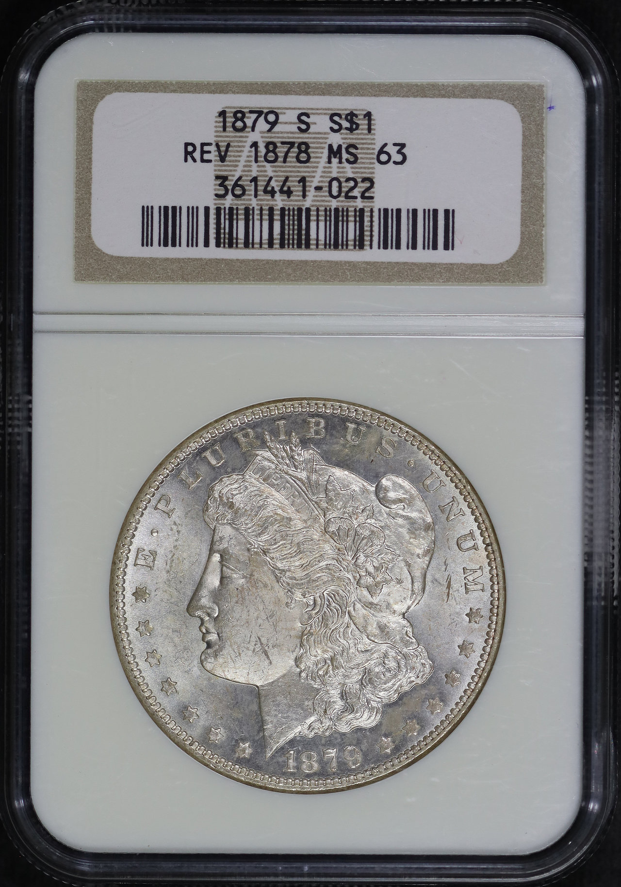 Obverse of this 1879-S Reverse Of 1878 Morgan Dollar NGC MS-63