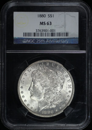 Obverse of this 1880 Morgan Dollar NGC MS-63 25th Anniversary Black Core