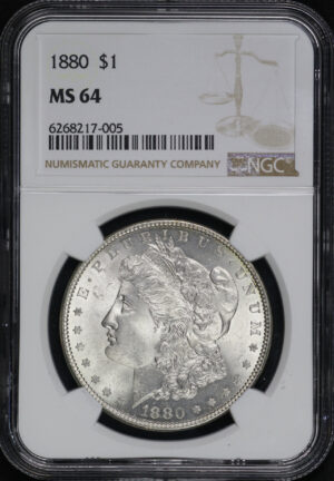 Obverse of this 1880 Morgan Dollar NGC MS-64