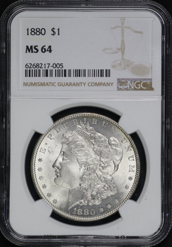 Obverse of this 1880 Morgan Dollar NGC MS-64