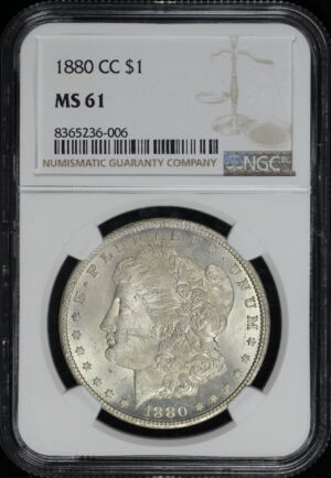Obverse of this 1880-CC Morgan Dollar NGC MS-61