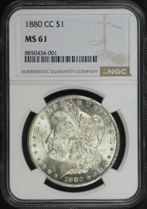 Obverse of this 1880-CC Morgan Dollar NGC MS-61