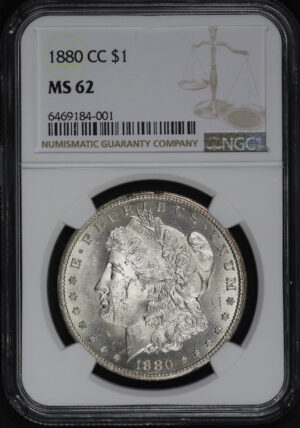 Obverse of this 1880-CC Morgan Dollar NGC MS-62