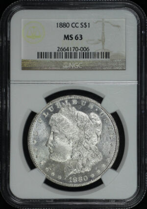 Obverse of this 1880-CC Morgan Dollar NGC MS-63