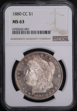 Obverse of this 1880-CC Morgan Dollar NGC MS-63