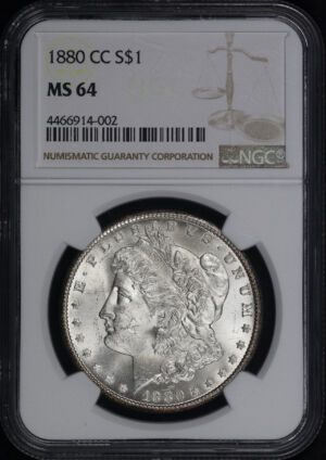 Obverse of this 1880-CC Morgan Dollar NGC MS-64