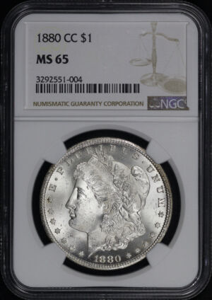 Obverse of this 1880-CC Morgan Dollar NGC MS-65