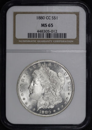Obverse of this 1880-CC Morgan Dollar NGC MS-65