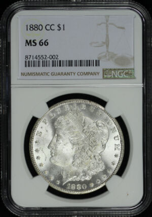 Obverse of this 1880-CC Morgan Dollar NGC MS-66