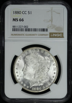 Obverse of this 1880-CC Morgan Dollar NGC MS-66