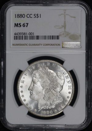 Obverse of this 1880-CC Morgan Dollar NGC MS-67