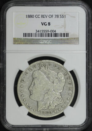 Obverse of this 1880-CC Morgan Dollar Reverse of 1878 NGC VG-8