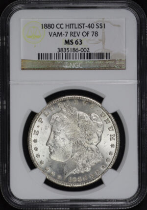 Obverse of this 1880-CC Hitlist-40 Morgan Dollar VAM-7 Reverse of 1878 NGC MS-63