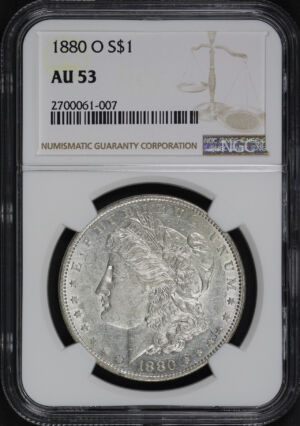 Obverse of this 1880-O Morgan Dollar NGC AU-53