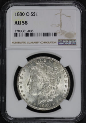 Obverse of this 1880-O Morgan Dollar NGC AU-58