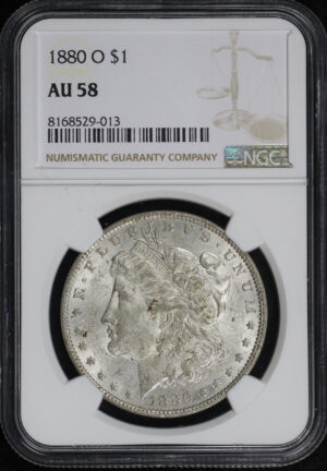 Obverse of this 1880-O Morgan Dollar NGC AU-58