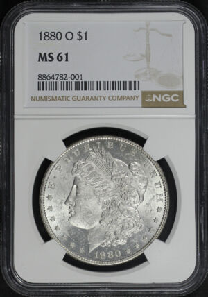 Obverse of this 1880-O Morgan Dollar NGC MS-61