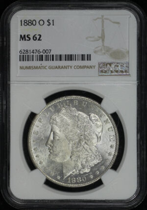 Obverse of this 1880-O Morgan Dollar NGC MS-62